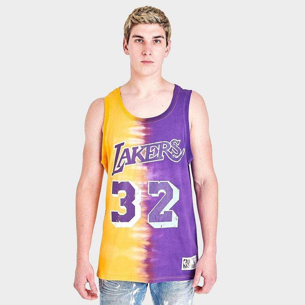 Mitchell & Ness Los Angeles Lakers Magic Johnson Tie Dye Tank Top Jersey Medium - Picture 2 of 6